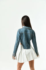Giacca Denim Gioiello Crystal Fringe Jacket”