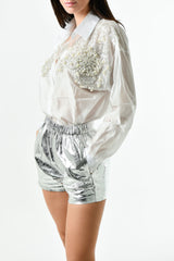 Pantaloncini metallizzati oro ross